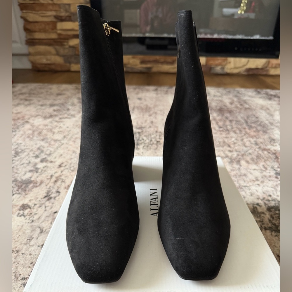 Alfani Elegant Black Suede Heeled Boots